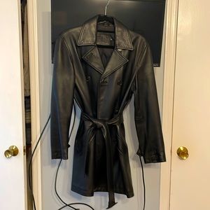 Authentic leather Coach Trench Coat, size XS, black